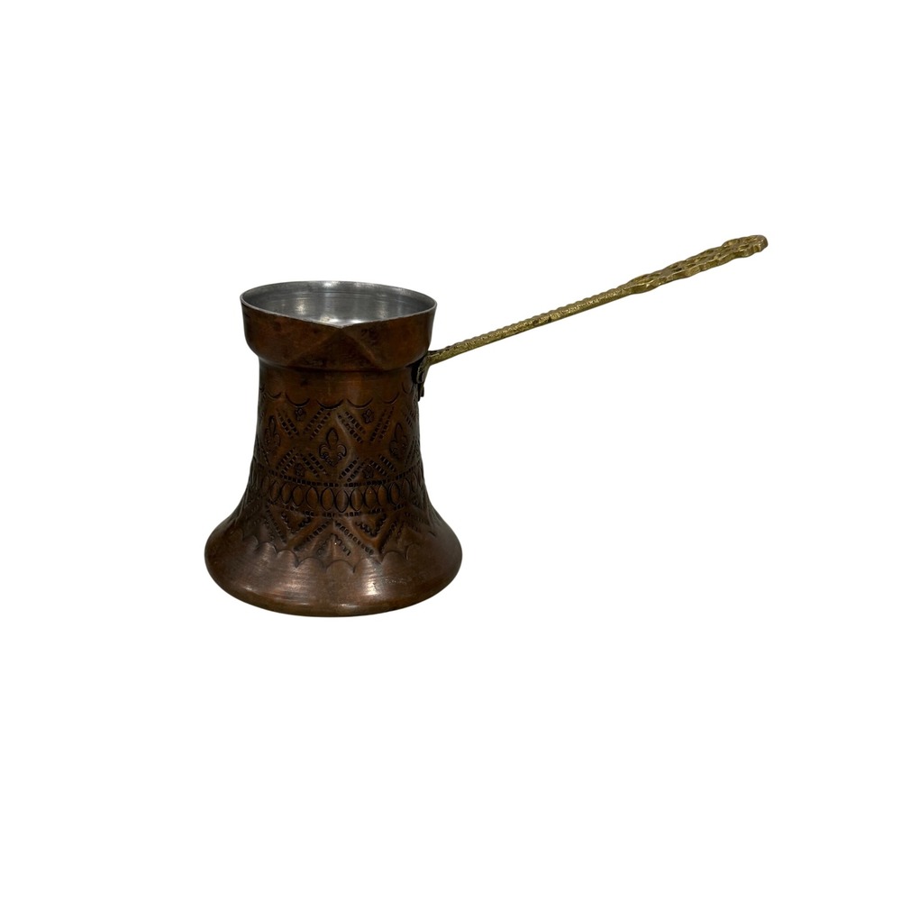 Vintage Hand Hammered Copper Turkish Coffee Pot Cezve Ibrik Brass Handle
